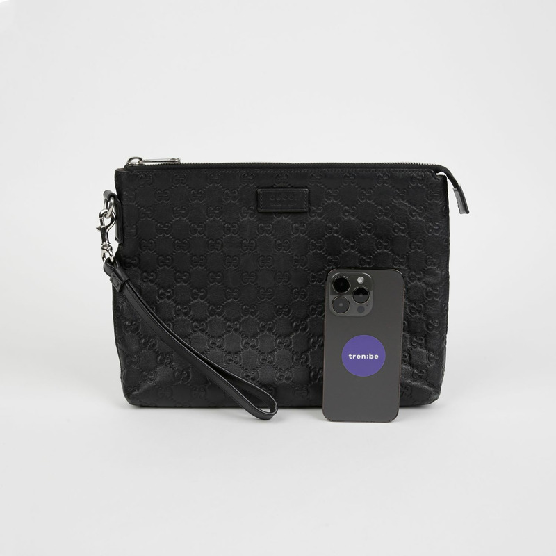 GUCCI Signature 軟帶手拿包 473881-11