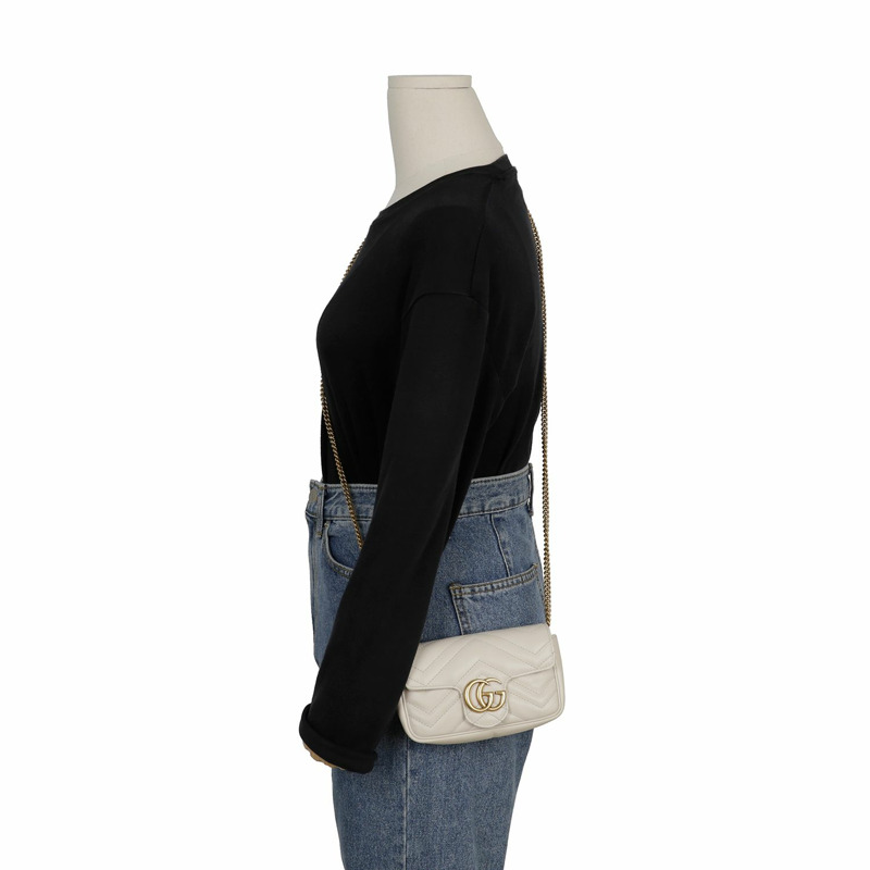 GUCCI GG Marmont 超迷你鏈條斜背包 476433-14
