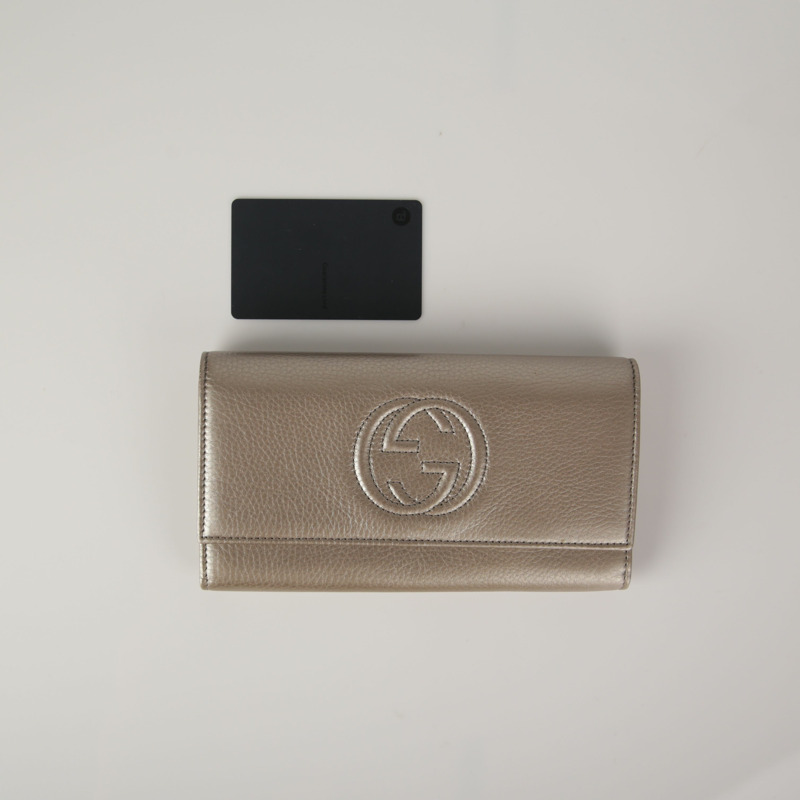 GUCCI 金色金屬皮革 Soho Continental 皮夾-12