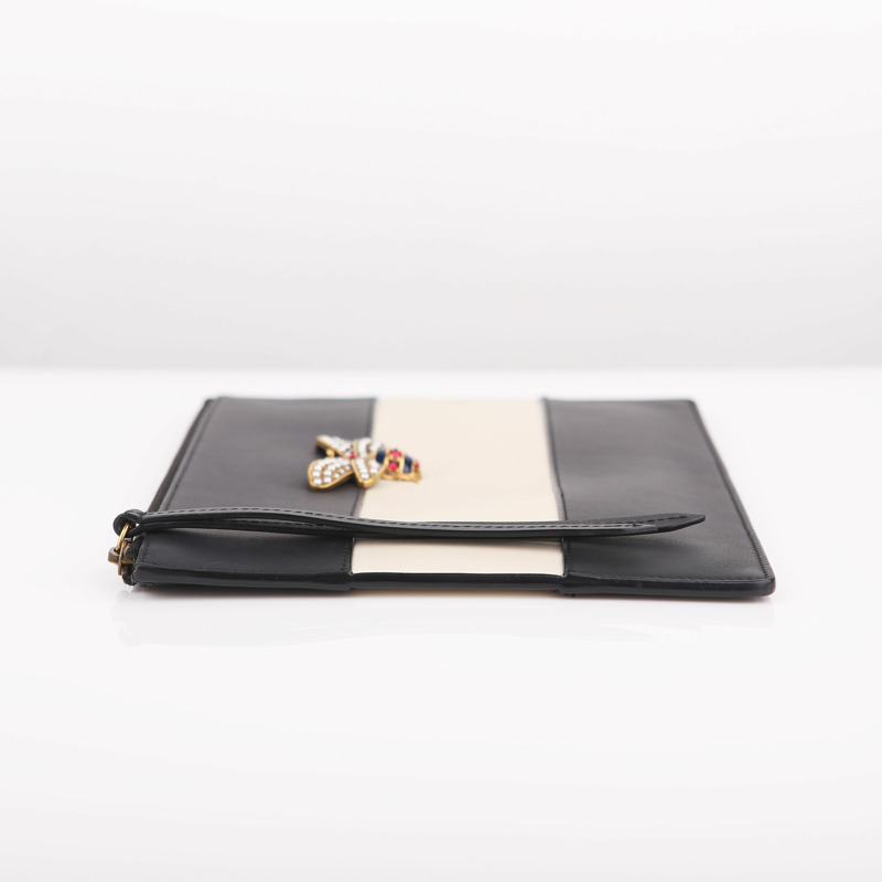 GUCCI 黑白皮革 Be Point Margaret 手拿包-2