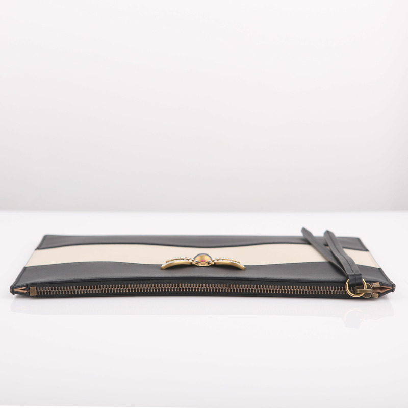 GUCCI 黑白皮革 Be Point Margaret 手拿包-3