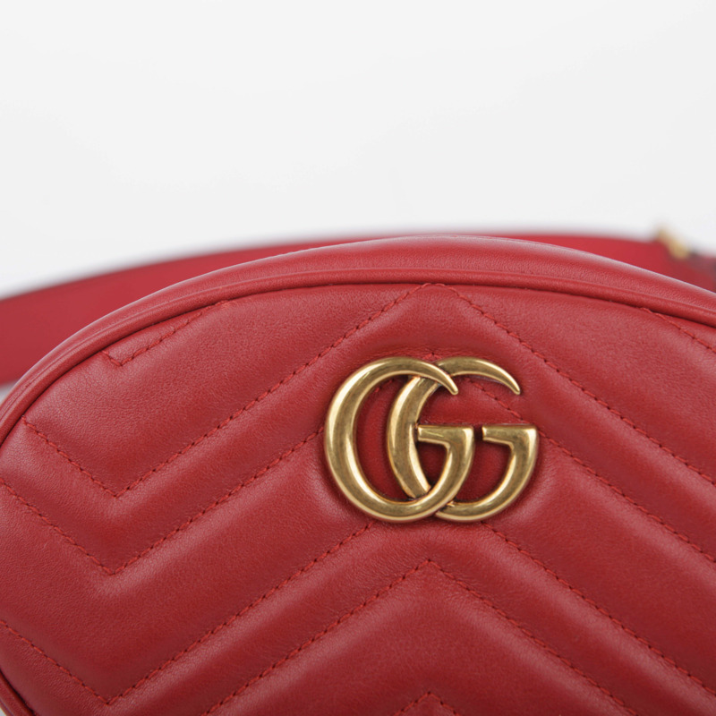 GUCCI 紅色 Marmont 皮革腰包-1