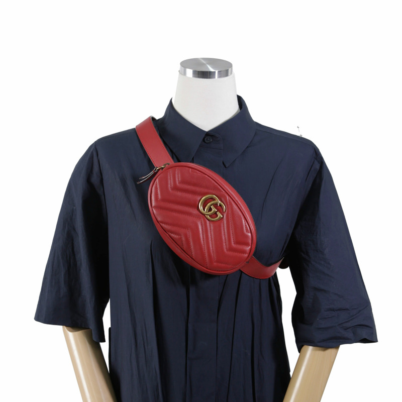 GUCCI 紅色 Marmont 皮革腰包-14