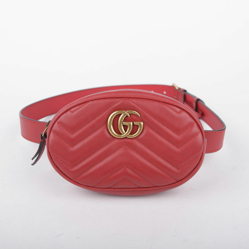 【包稅】GUCCI 紅色皮革 Marmont 腰包-0