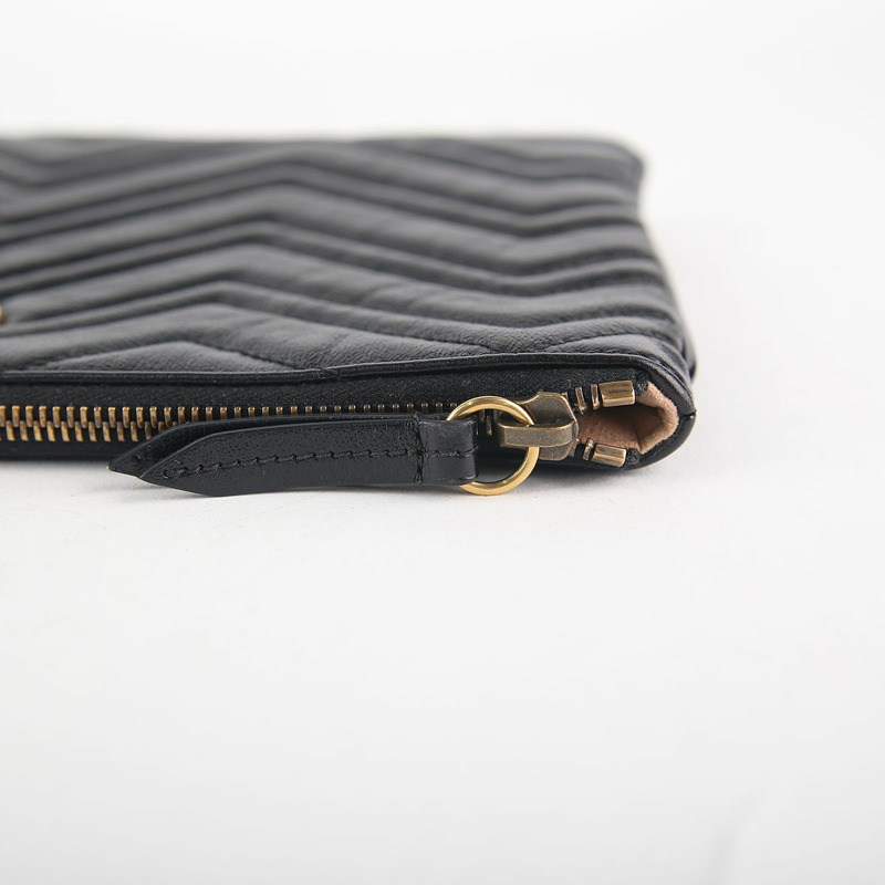 GUCCI 黑色皮革 GG Marmont 手拿包-3