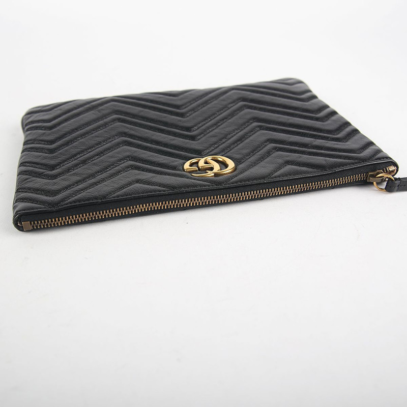 GUCCI 黑色皮革 GG Marmont 手拿包-4