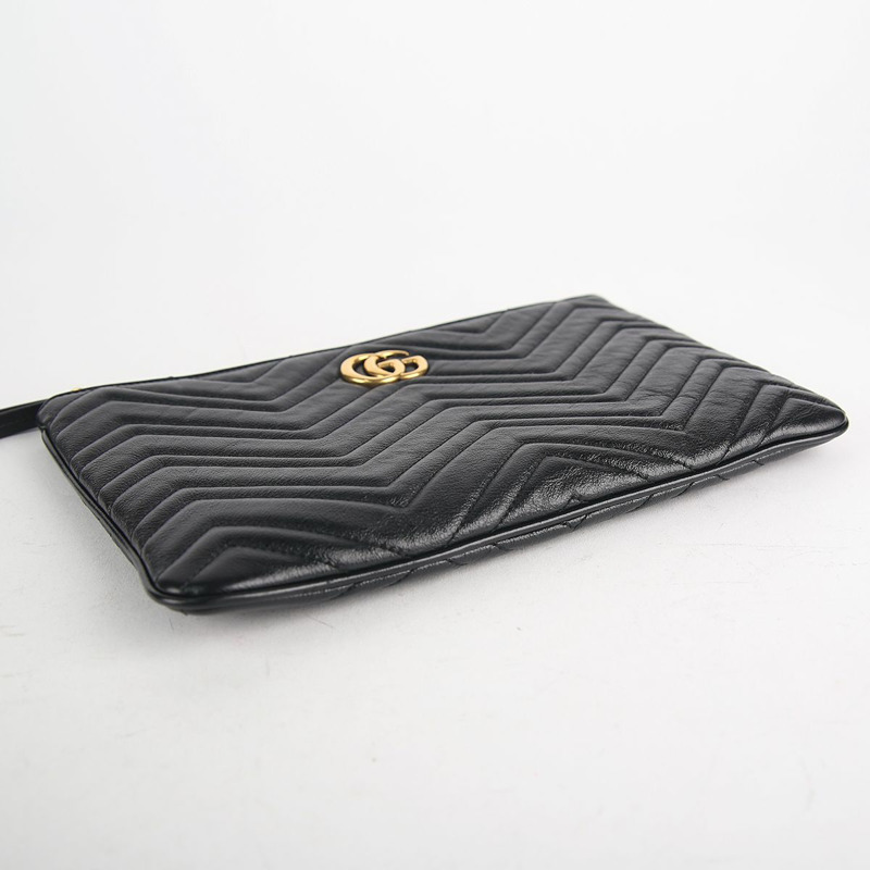 GUCCI 黑色皮革 GG Marmont 手拿包-6