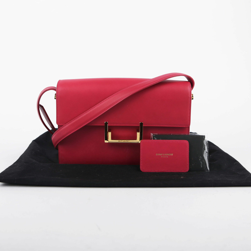 SAINT LAURENT 粉紅色皮革 Sac Loulou 單肩包-0