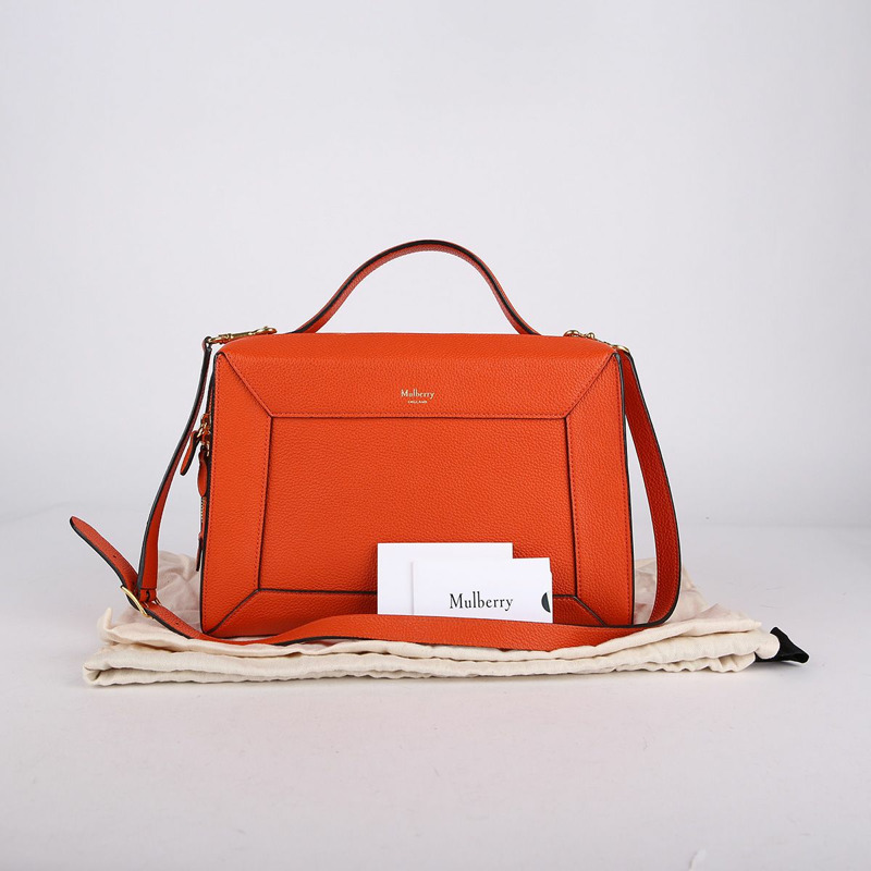 MULBERRY 小號橙色皮革 Hopton 手提包和單肩包 4169-0