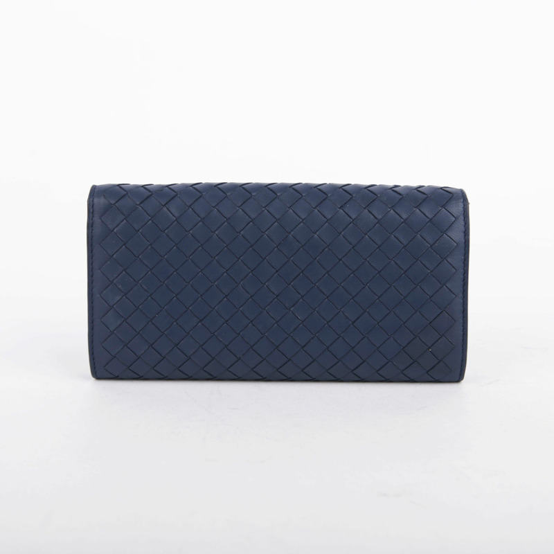 BOTTEGA VENETA 海軍藍 Intrecciato 皮革長皮夾-2