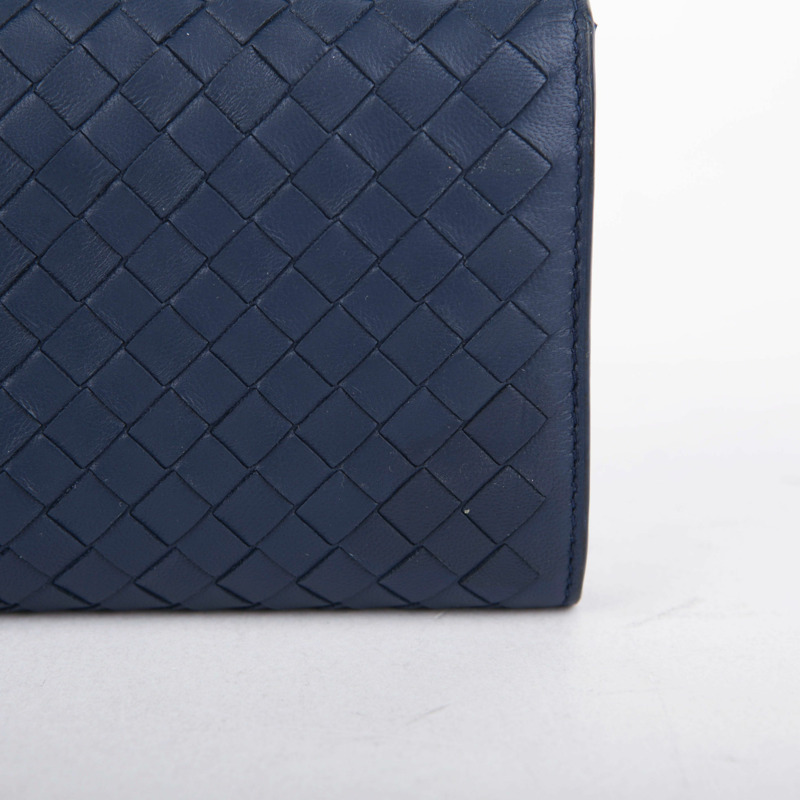 BOTTEGA VENETA 海軍藍 Intrecciato 皮革長皮夾-3