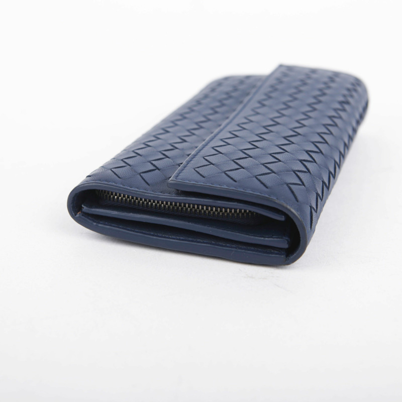 BOTTEGA VENETA 海軍藍 Intrecciato 皮革長皮夾-4