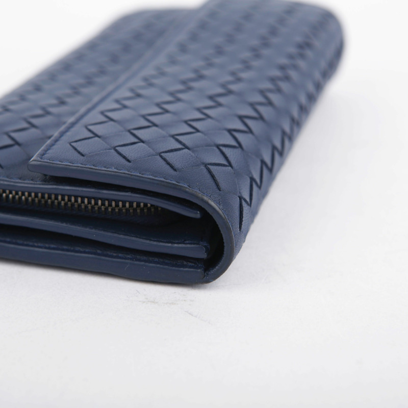 BOTTEGA VENETA 海軍藍 Intrecciato 皮革長皮夾-5