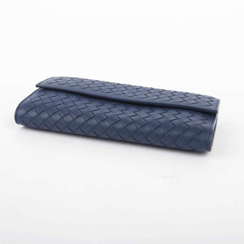 BOTTEGA VENETA 海軍藍 Intrecciato 皮革長皮夾-6