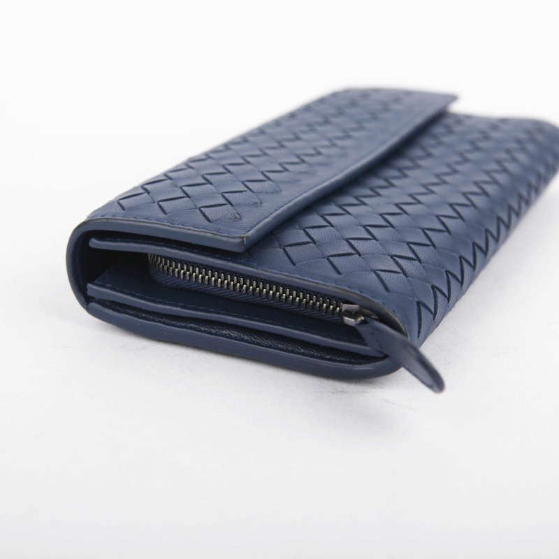 BOTTEGA VENETA 海軍藍 Intrecciato 皮革長皮夾-7