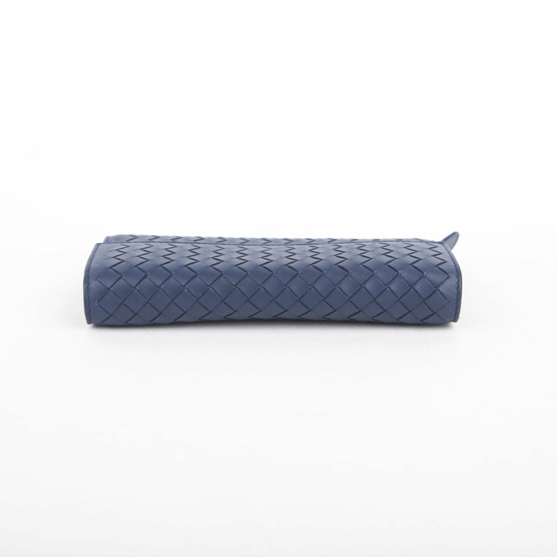 BOTTEGA VENETA 海軍藍 Intrecciato 皮革長皮夾-8