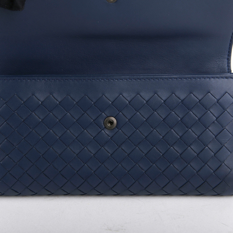 BOTTEGA VENETA 海軍藍 Intrecciato 皮革長皮夾-10