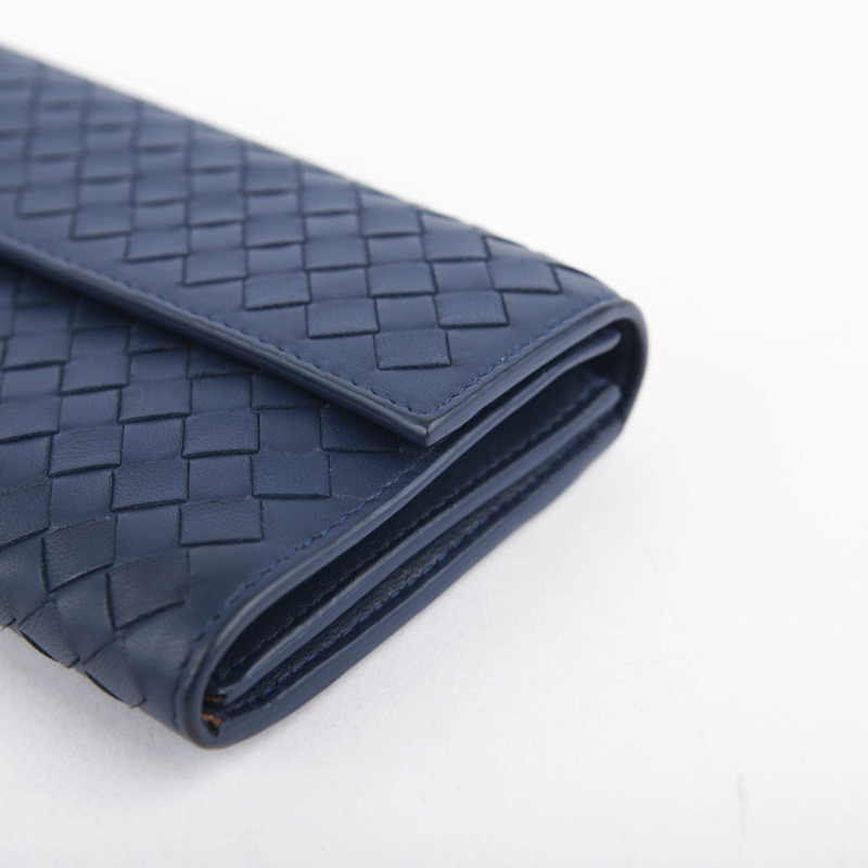 BOTTEGA VENETA 海軍藍 Intrecciato 皮革長皮夾-13