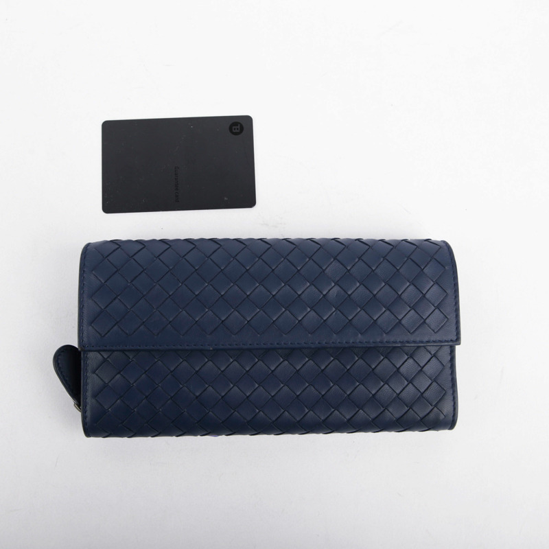 BOTTEGA VENETA 海軍藍 Intrecciato 皮革長皮夾-14