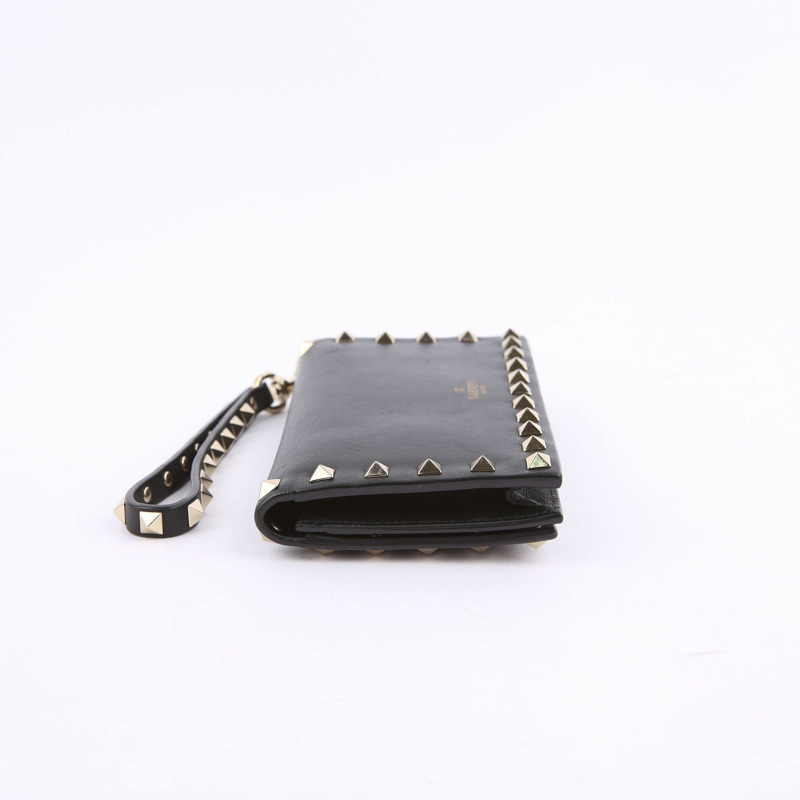 VALENTINO 黑色 Rockstud 皮革手拿包-3