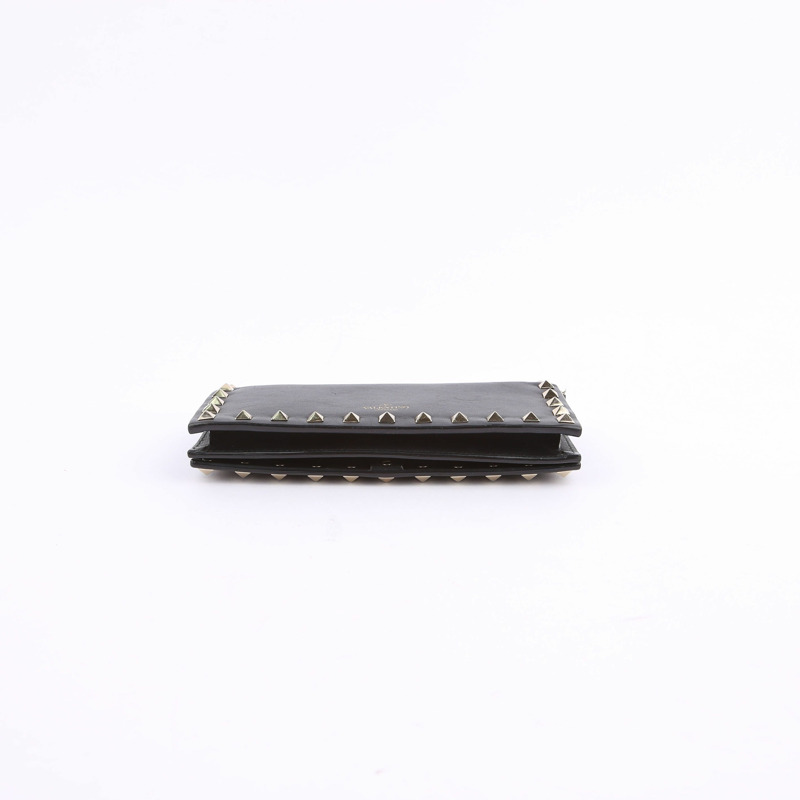 VALENTINO 黑色 Rockstud 皮革手拿包-5