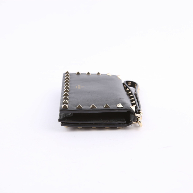 VALENTINO 黑色 Rockstud 皮革手拿包-7