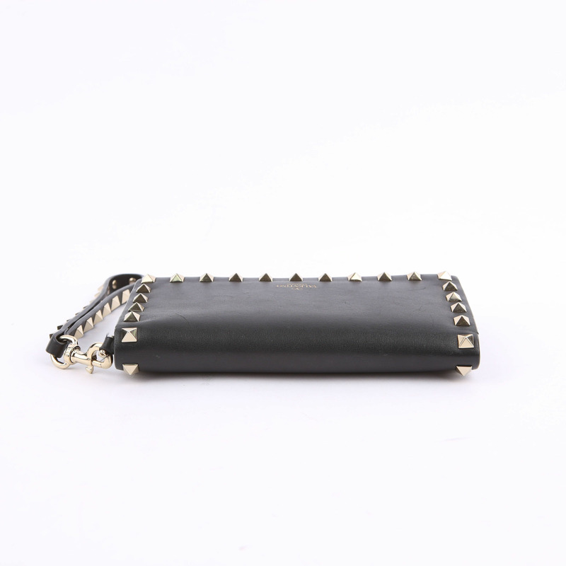 VALENTINO 黑色 Rockstud 皮革手拿包-9