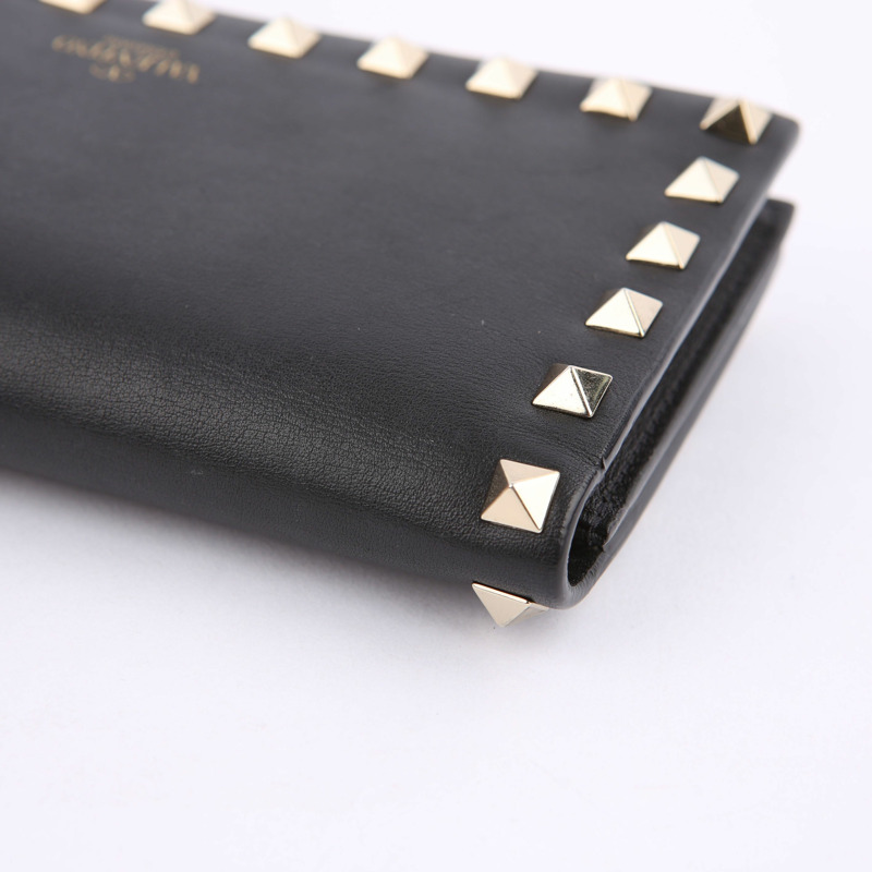 VALENTINO 黑色 Rockstud 皮革手拿包-10