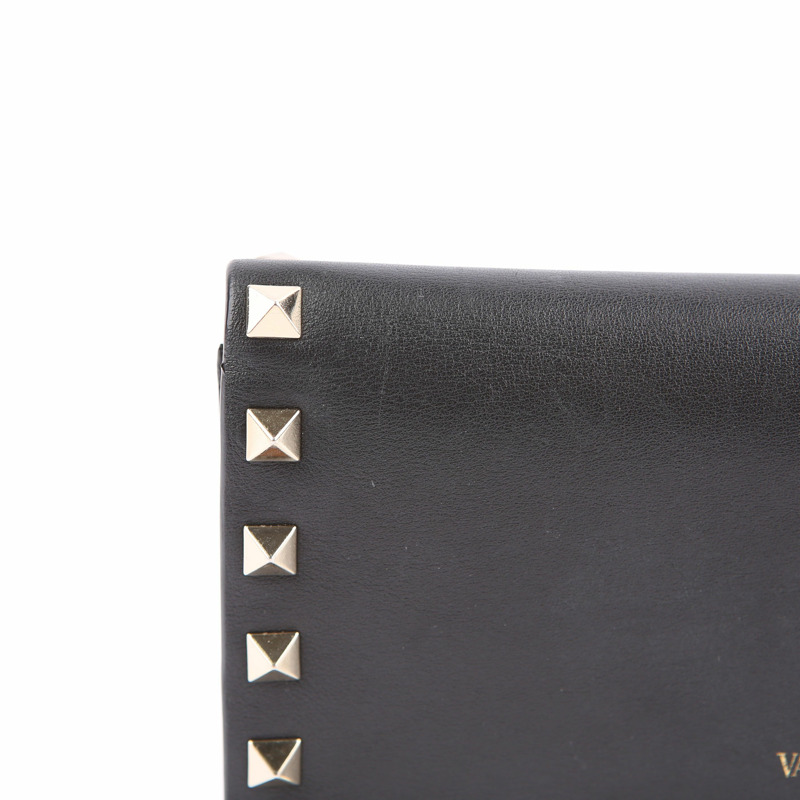 VALENTINO 黑色 Rockstud 皮革手拿包-12