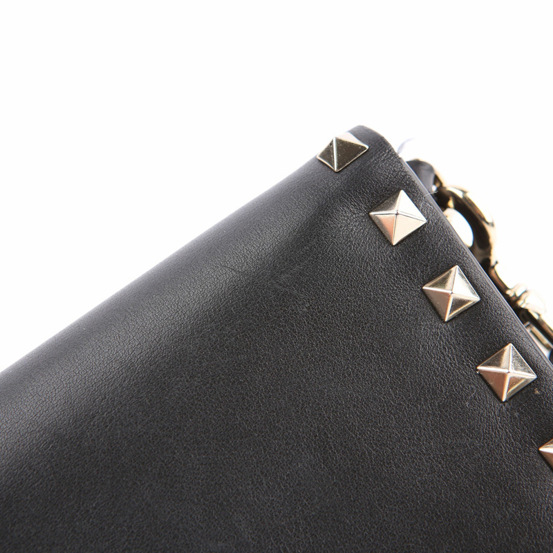 VALENTINO 黑色 Rockstud 皮革手拿包-13