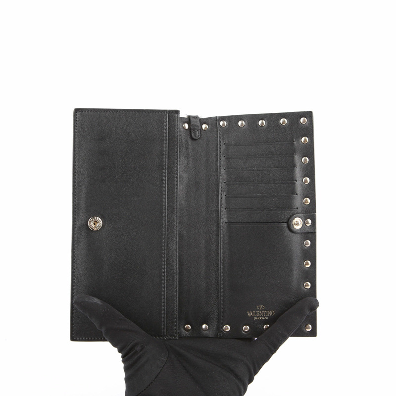 VALENTINO 黑色 Rockstud 皮革手拿包-18