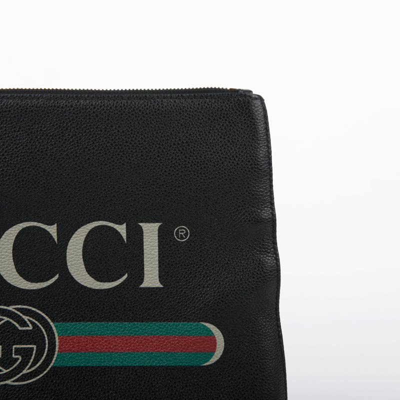 【包稅】GUCCI 黑色皮革肩帶手拿包-2