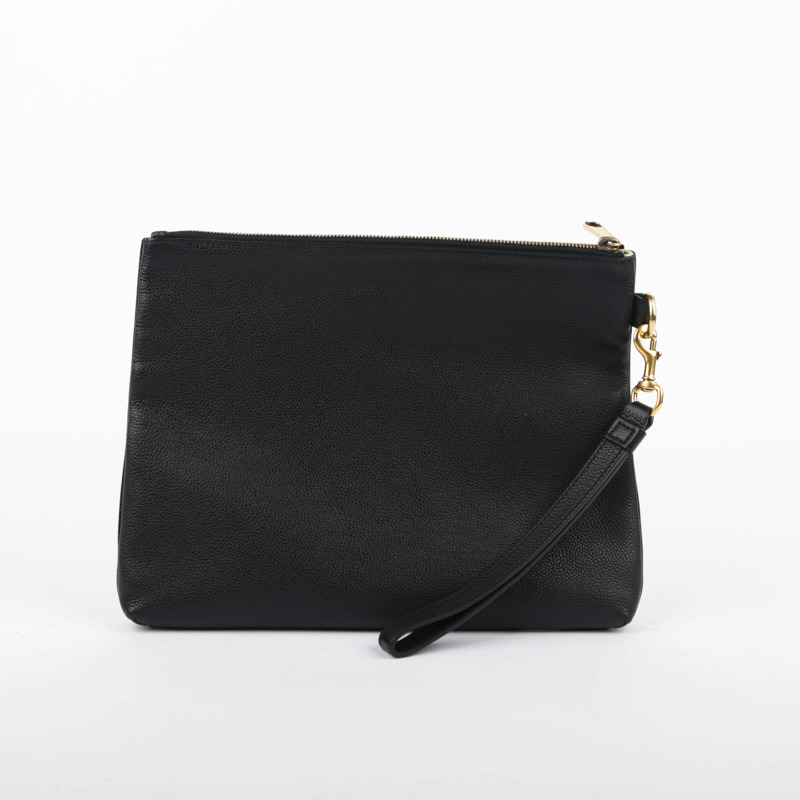 【包稅】GUCCI 黑色皮革肩帶手拿包-4