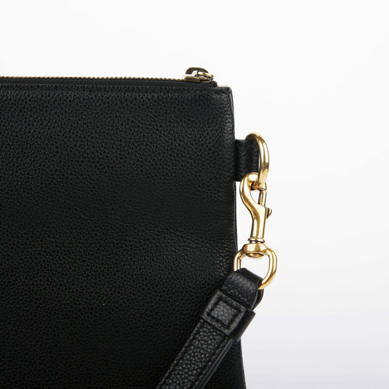 【包稅】GUCCI 黑色皮革肩帶手拿包-5