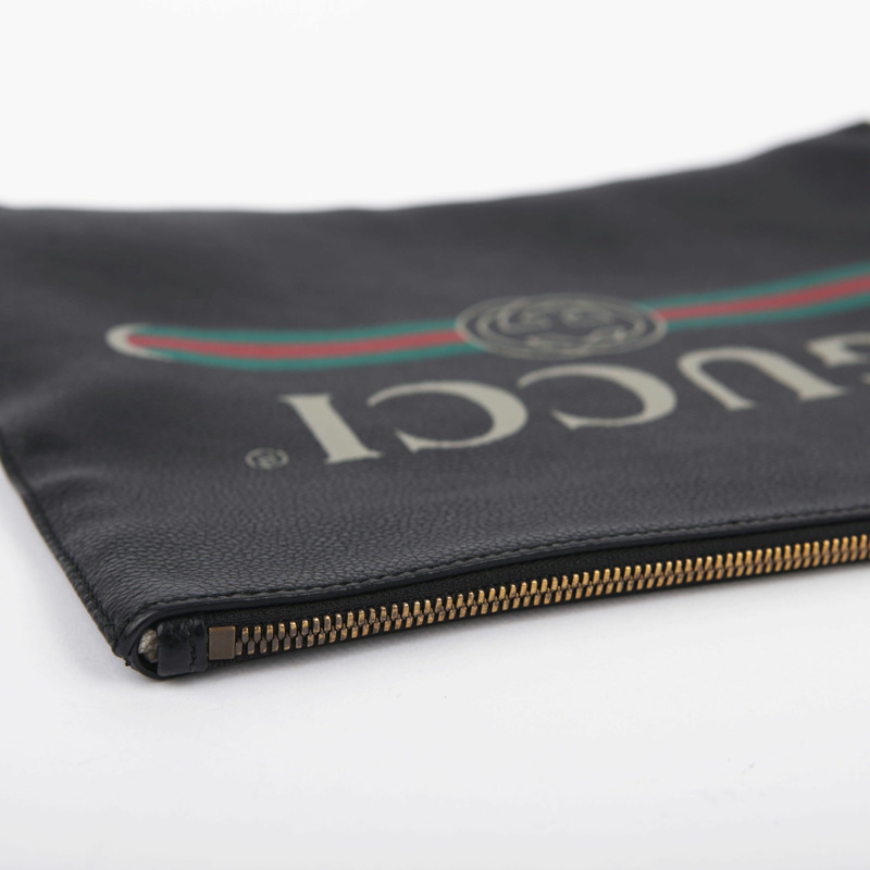 【包稅】GUCCI 黑色皮革肩帶手拿包-6