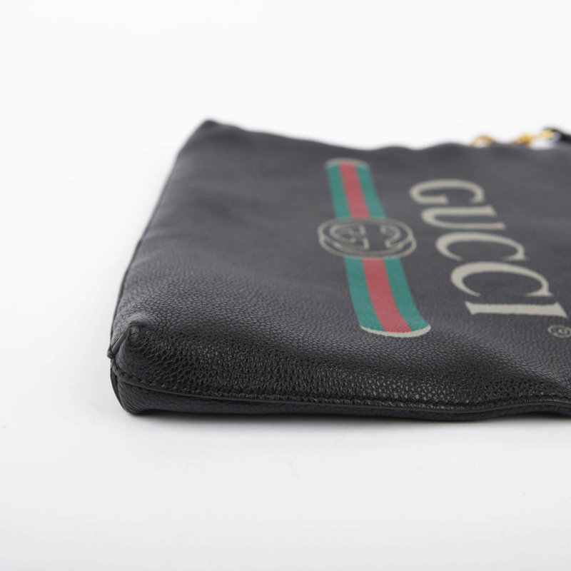 【包稅】GUCCI 黑色皮革肩帶手拿包-7