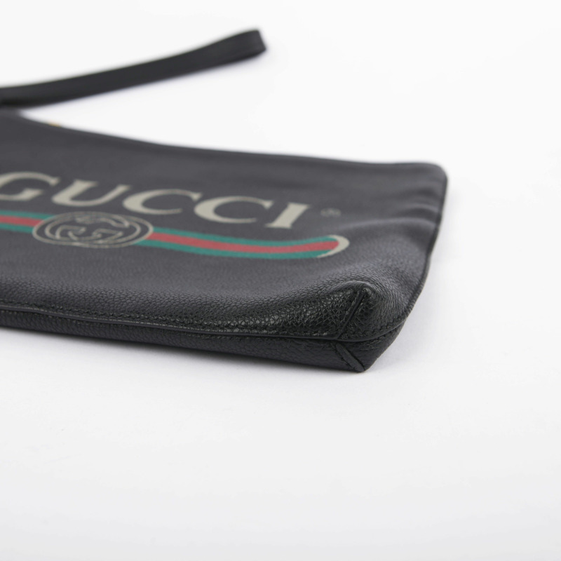 【包稅】GUCCI 黑色皮革肩帶手拿包-8