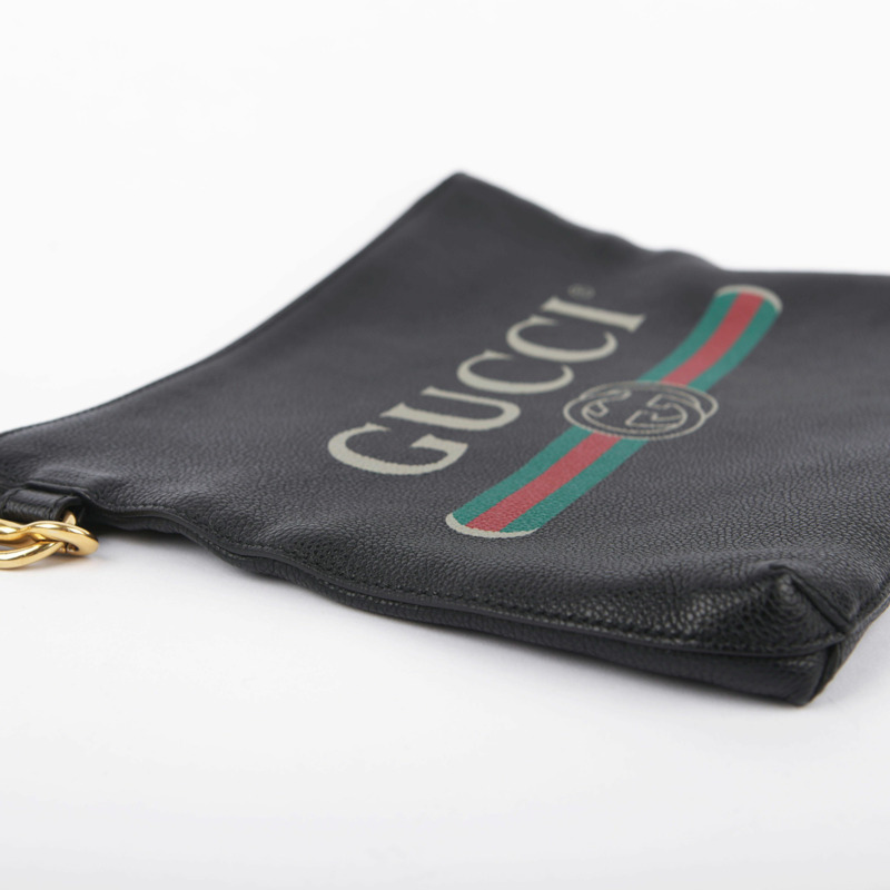 【包稅】GUCCI 黑色皮革肩帶手拿包-10