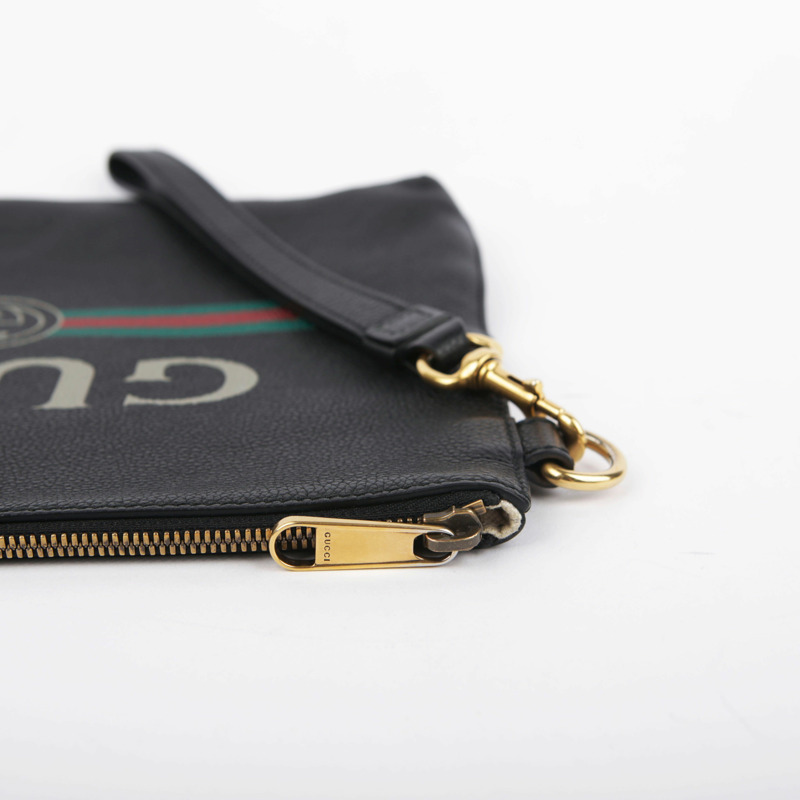 【包稅】GUCCI 黑色皮革肩帶手拿包-11