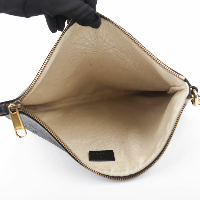 【包稅】GUCCI 黑色皮革肩帶手拿包-12