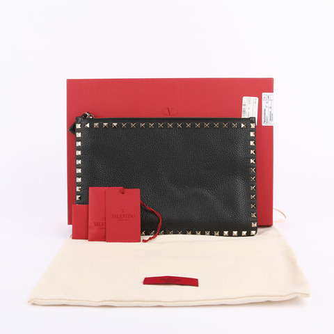 VALENTINO 黑色印章 Alce Rockstud 手拿包