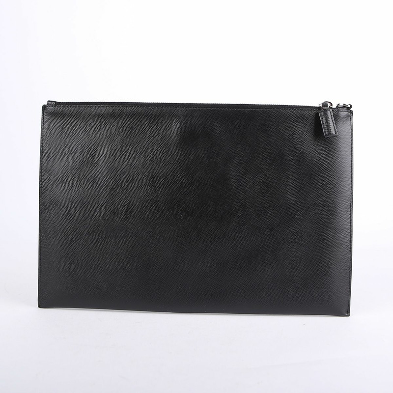 PRADA 黑色 Saffiano 皮革手拿包-2
