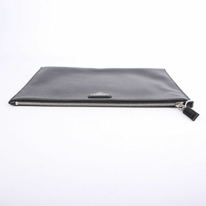PRADA 黑色 Saffiano 皮革手拿包-3
