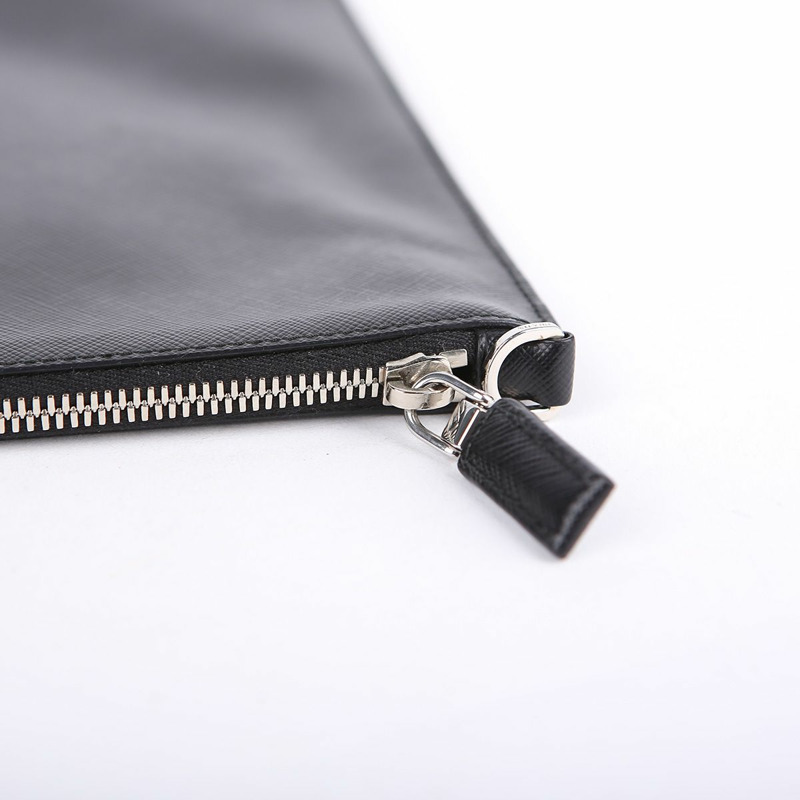 【包稅】PRADA 黑色 Saffiano 皮革手拿包-4