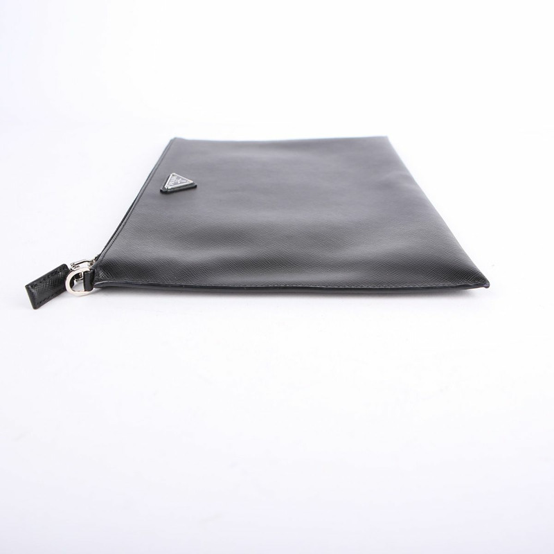 【包稅】PRADA 黑色 Saffiano 皮革手拿包-7