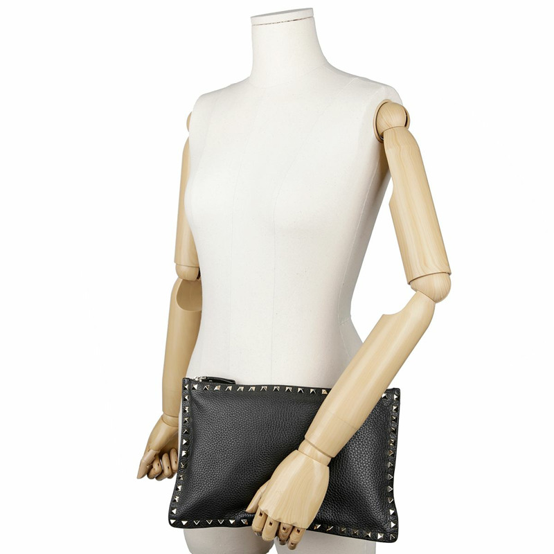 VALENTINO Rockstud 手拿包 黑色皮革 0269VSH-7