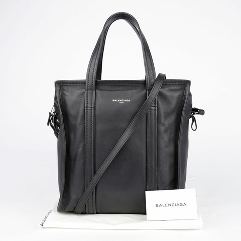 BALENCIAGA 小黑色皮革 Bazar 手提包與肩背包