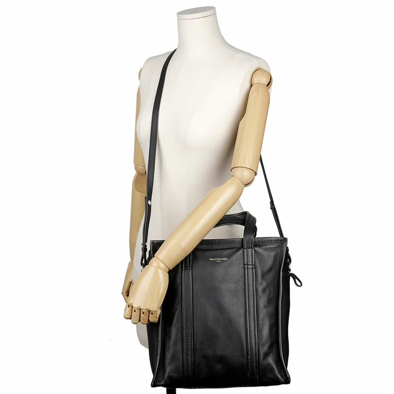 BALENCIAGA 小黑色皮革 Bazar 手提包與肩背包-18