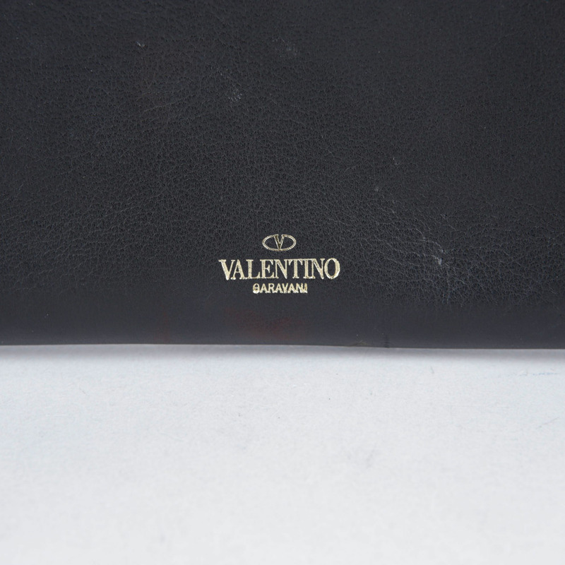 VALENTINO Rockstud 拉鍊長版皮夾 黑色皮革-2