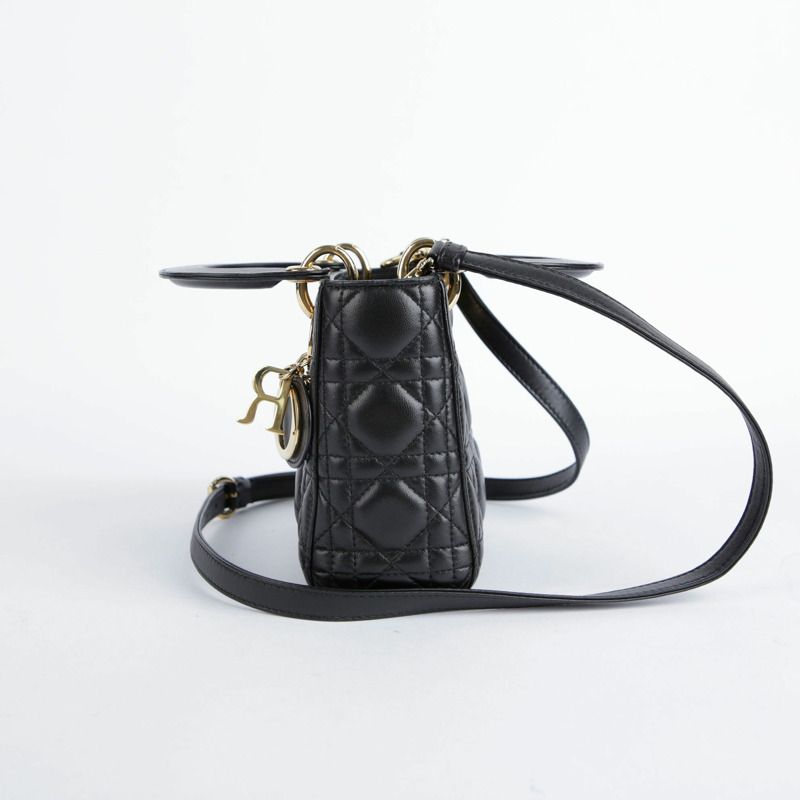 DIOR 迷你黑色小羊皮女士手提包和單肩包-3